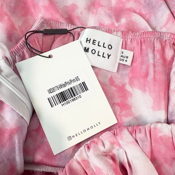 Hello Molly Date Nights Approved Midi Dress Strapless Ruched Bow Tie Dye NWT - Picture 12 of 14